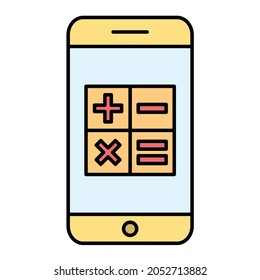 Vector Calculating App Filled Outline Icon Design
