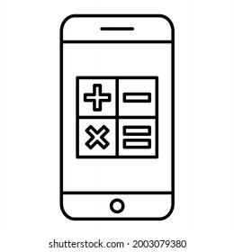 Vector Calculating App Outline Icon Design
