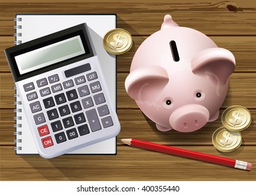 Vector of calculating at home savings concept