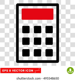 Vector Calculator EPS vector icon. Illustration style is flat iconic bicolor intensive red and black symbol on a transparent background.