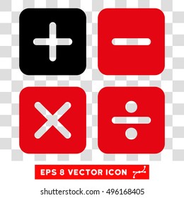 Vector Calculator EPS vector icon. Illustration style is flat iconic bicolor black and intensive red symbol on a transparent background.