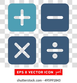 Vector Calculator EPS vector pictograph. Illustration style is flat iconic bicolor cyan and blue symbol on a transparent background.