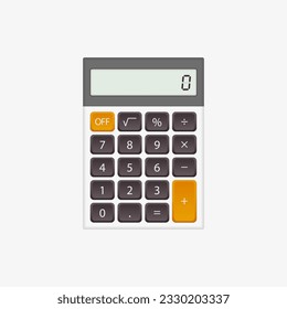 Vector calculator with gray and orange buttons on white background. Vector illustration.