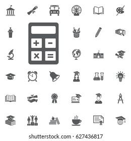 vector calculator icon on the white background. Education Vector Icon Set