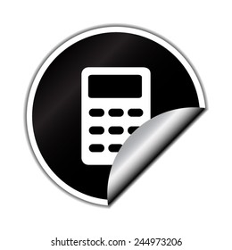 vector calculator icon with round sticker