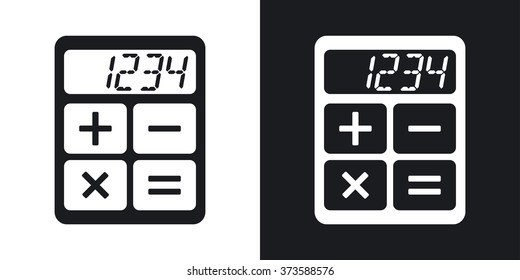 Vector calculator icon. Two-tone version on black and white background