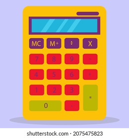 Vector calculator icon. The yellow calculator icon. Design in a flat style.