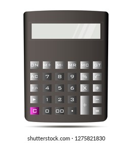 Vector Calculator Illustration. Finance Screen. School Algebra Mathematical Calculation Tool.Yechnology Education Electronic Equipment. Office Device for Balance Accounting.