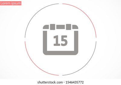 Vector calendar 15 icon. The icon of calendar to calculate days.