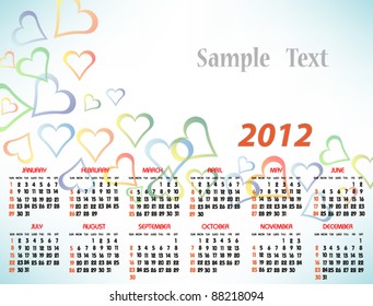 Vector calendar for 2012