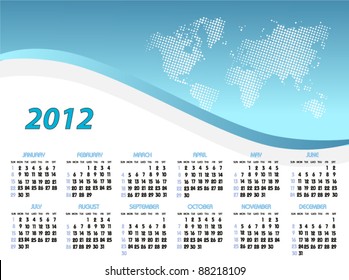 Vector calendar for 2012