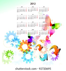 vector calendar for 2012