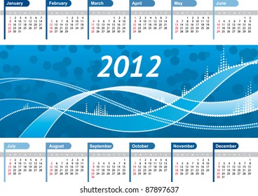 Vector Calendar 2012 with blue winter background