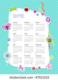 Vector calendar 2012 in boy scrapbook style