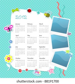 Vector calendar 2012 in boy scrapbook style