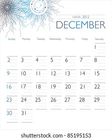 Vector calendar 2012 December