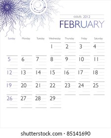 Vector calendar 2012 February