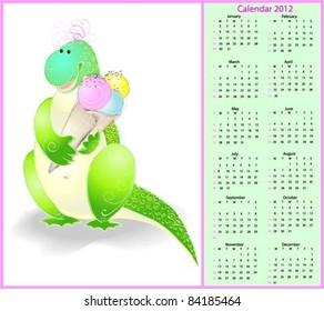 Vector calendar 2012. Illustration of a dragon.