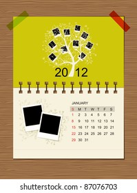 Vector calendar 2012, january.