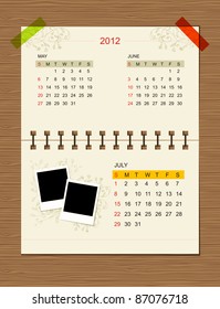 Vector calendar 2012, july.