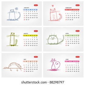 Vector calendar 2012, july. Funny cats design