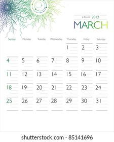 Vector calendar 2012 March