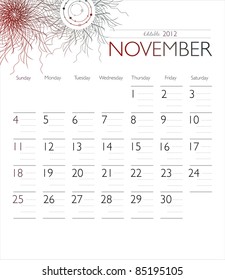 Vector calendar 2012 November