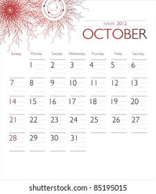 Vector calendar 2012 October