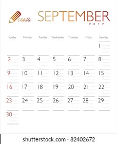 Vector calendar 2012 september