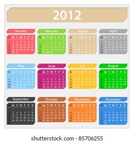 Vector calendar for 2012 year