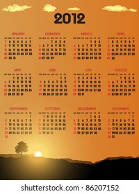Vector Calendar for 2012 year