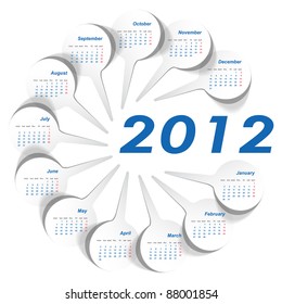 Vector calendar 2012 year with stickers
