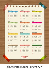 Vector calendar 2012 for your design