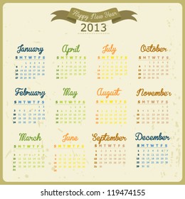Vector calendar for 2013