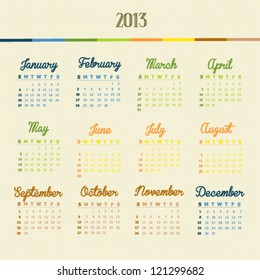 Vector calendar for 2013