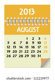 Vector calendar 2013 August