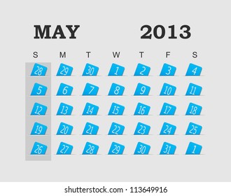 Vector calendar 2013 blue. May. Vector Illustration. EPS 10.