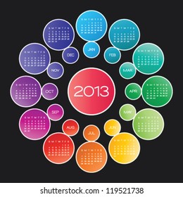 vector calendar 2013. circle calendar design template