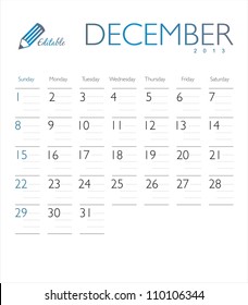 Vector calendar 2013 December