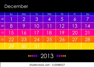 Vector calendar 2013 - December