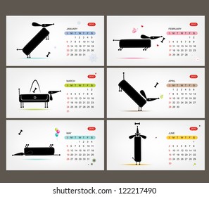 Vector calendar 2013. Funny dogs for each month