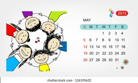Vector calendar 2013. Girls party for your design