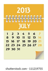Vector calendar 2013 July