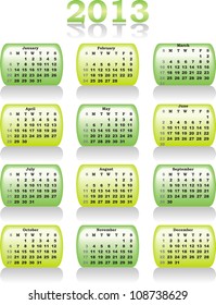  vector calendar 2013 in light green color