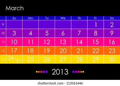 Vector calendar 2013 - March