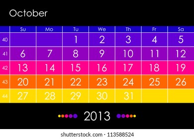 Vector calendar 2013 - October