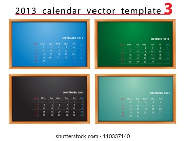 Vector calendar 2013 on blackboard background