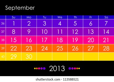 Vector calendar 2013 - September