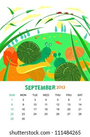 Vector calendar 2013. September. Animals design