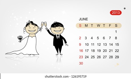 Vector calendar 2013. Wedding party for your design